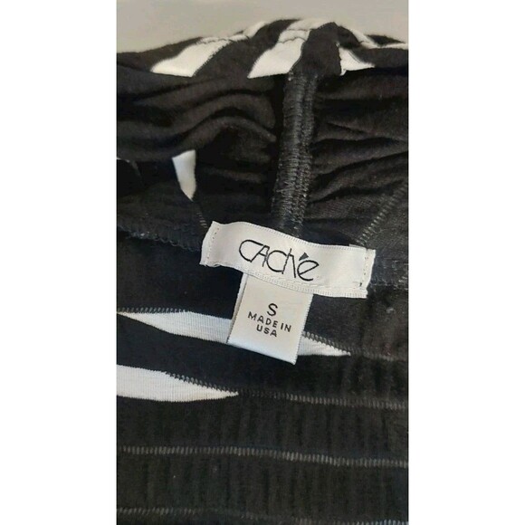 Cache Women's Size Small Cardigan Vest Black White Striped USA Cascade - Picture 3 of 7